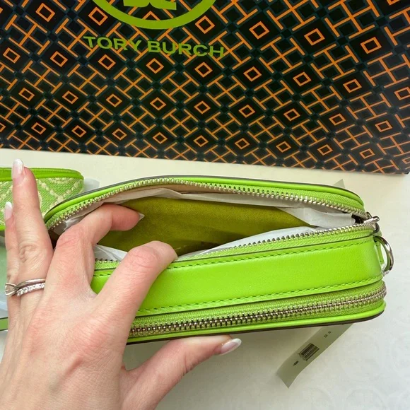 Tory Burch Miller Goat Mini Crossbody Bag Monster Silver Neon Green - Picture 10 of 10